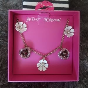 Betsey Johnson Glitter Rose Necklace